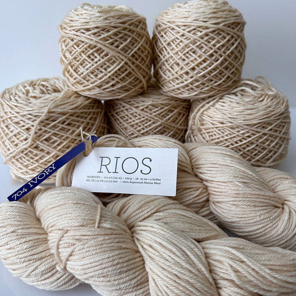 Malabrigo Rios Yarn 7 Skein Bundle, Ivory Color